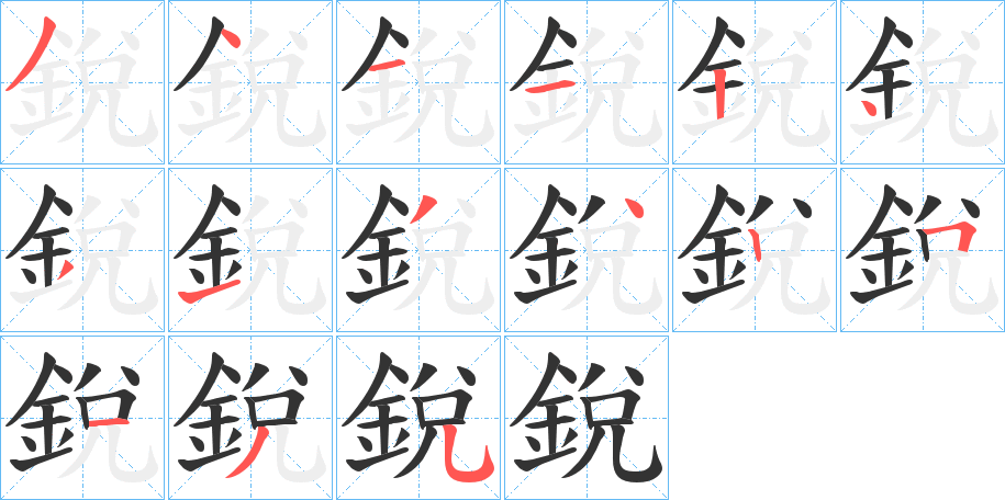 銳字的笔顺分布演示