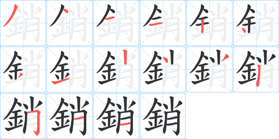 銷字的笔顺分布演示