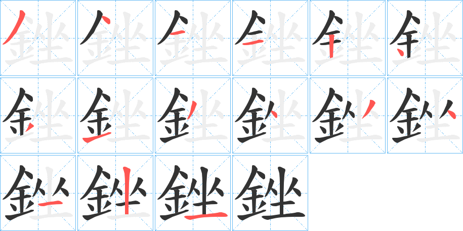 銼字的笔顺分布演示