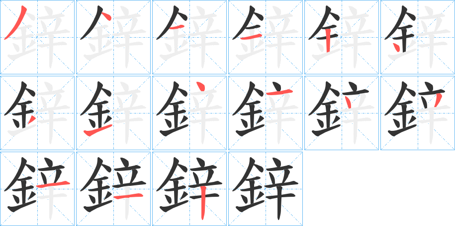 鋅字的笔顺分布演示