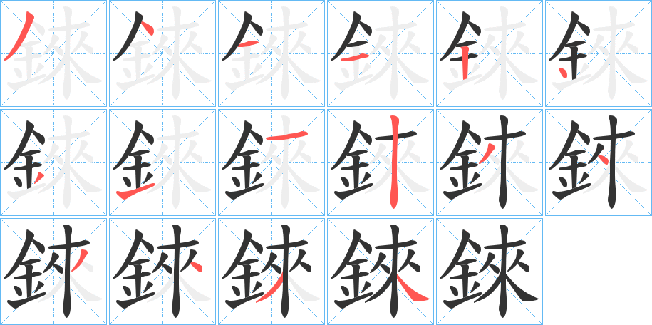 錸字的笔顺分布演示