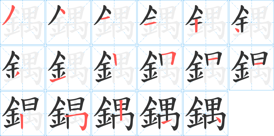 鍝字的笔顺分布演示