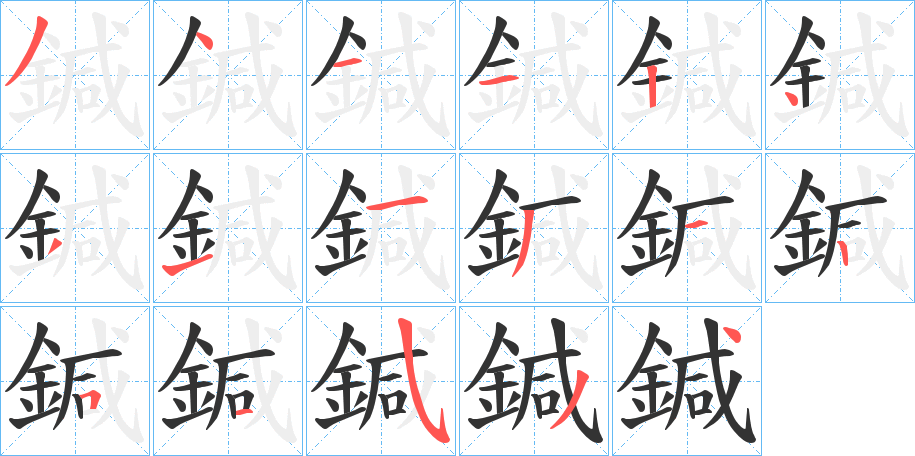 鍼字的笔顺分布演示