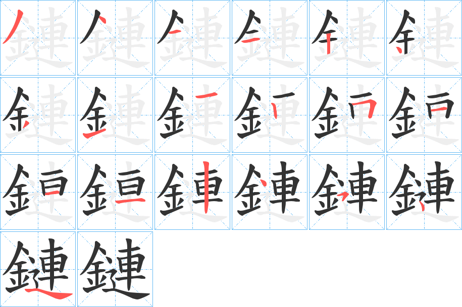 鏈字的笔顺分布演示