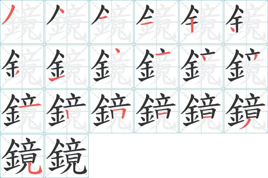 鏡字的笔顺分布演示