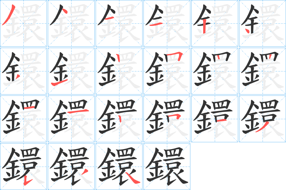 鐶字的笔顺分布演示