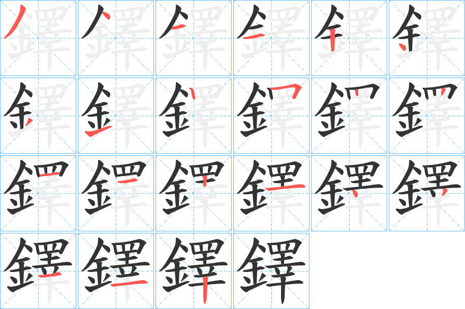 鐸字的笔顺分布演示