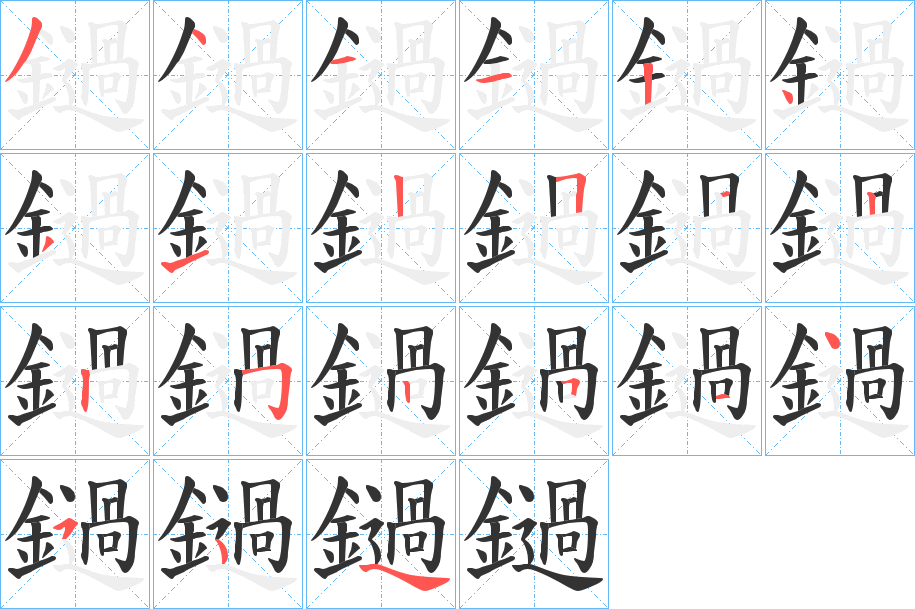 鐹字的笔顺分布演示