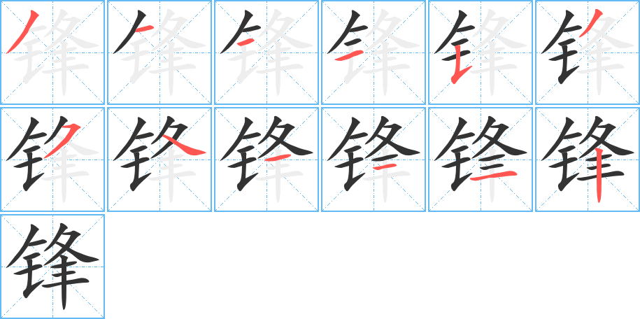 锋字的笔顺分布演示