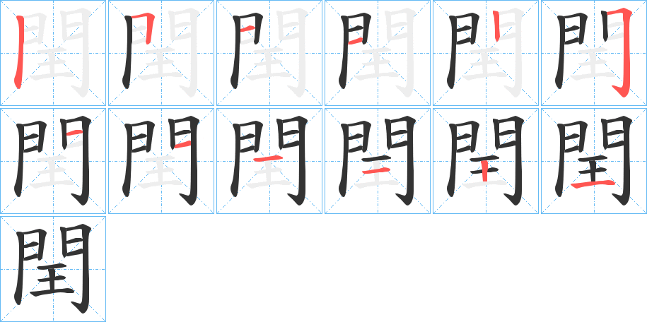 閏字的笔顺分布演示