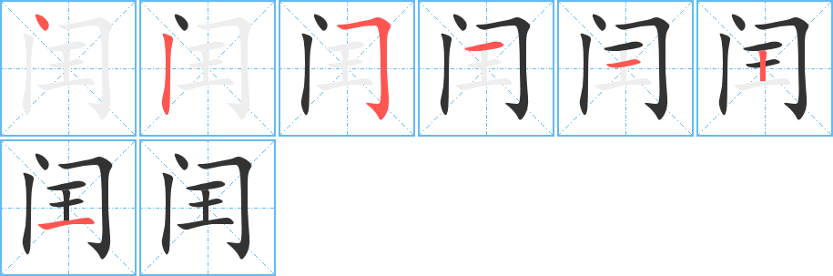 闰字的笔顺分布演示