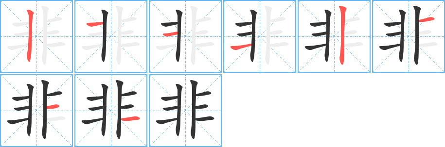 非字的笔顺分布演示