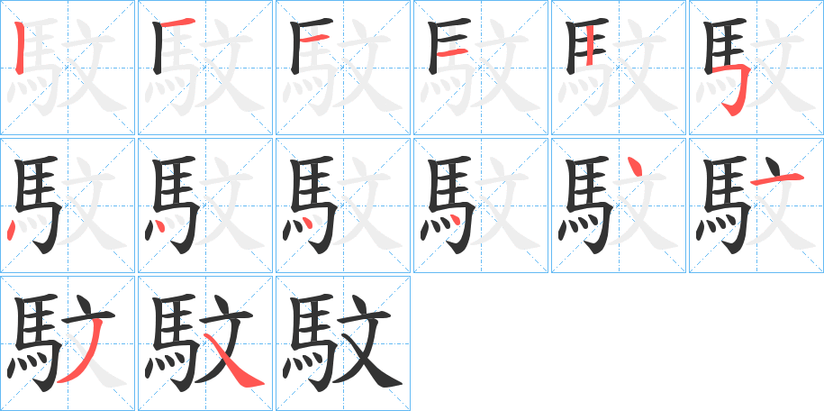 馼字的笔顺分布演示