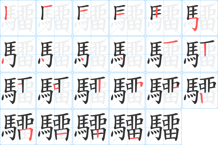 驑字的笔顺分布演示