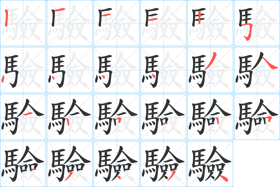 驗字的笔顺分布演示