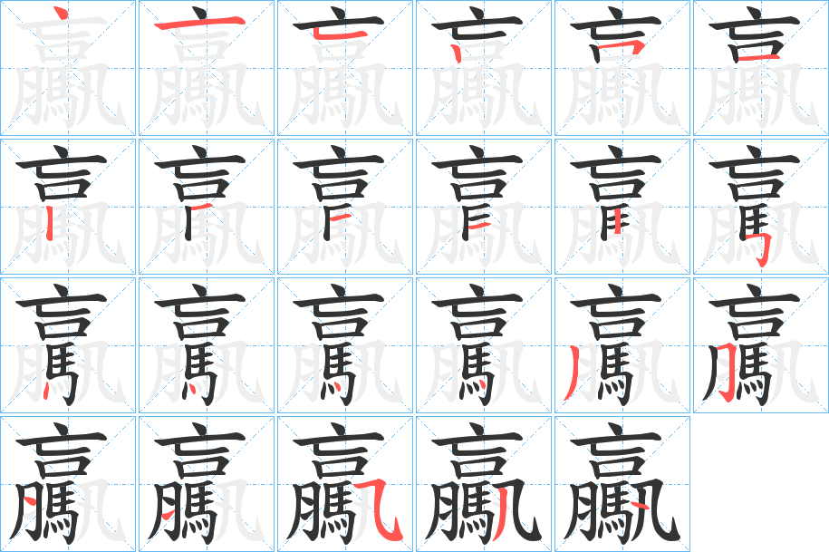 驘字的笔顺分布演示