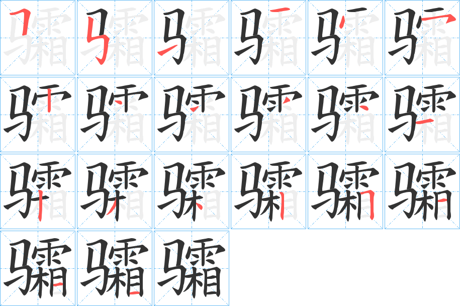 骦字的笔顺分布演示