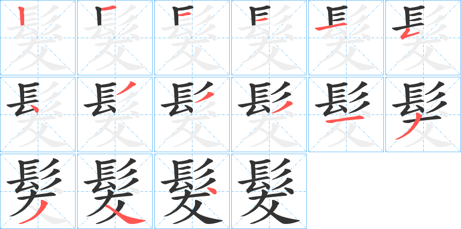 髮字的笔顺分布演示