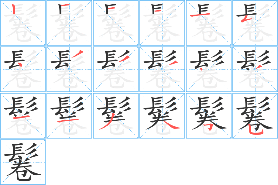 鬈字的笔顺分布演示