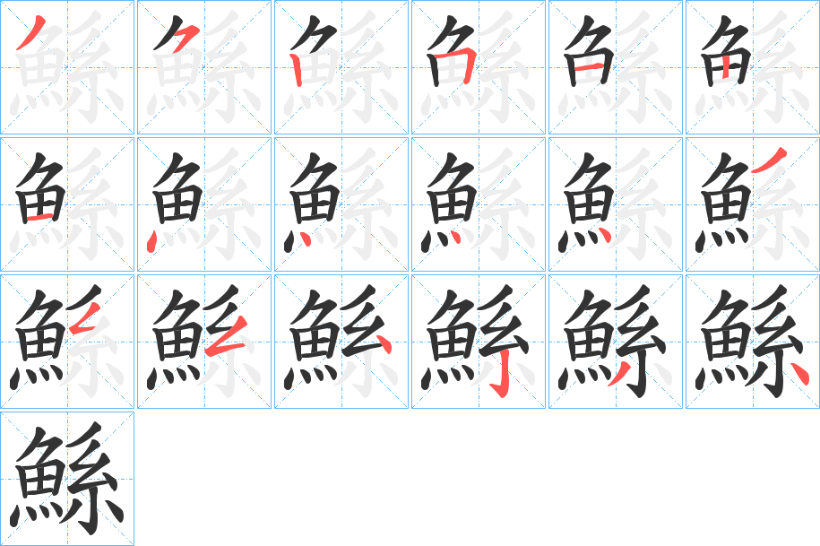 鯀字的笔顺分布演示