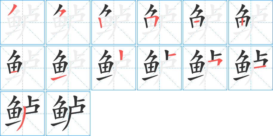 鲈字的笔顺分布演示