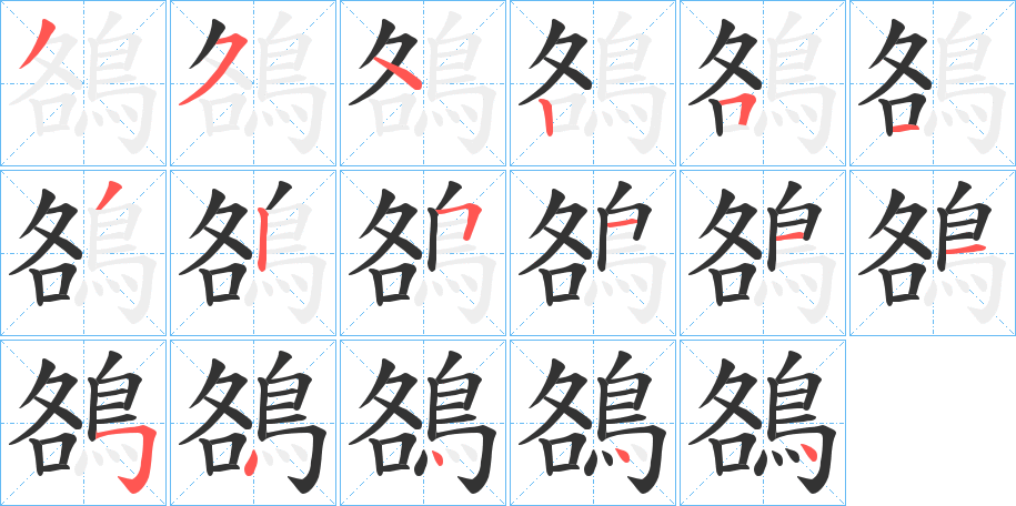 鵅字的笔顺分布演示