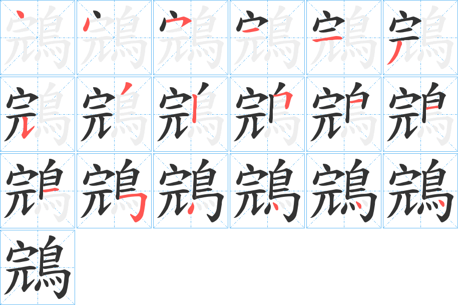 鵍字的笔顺分布演示