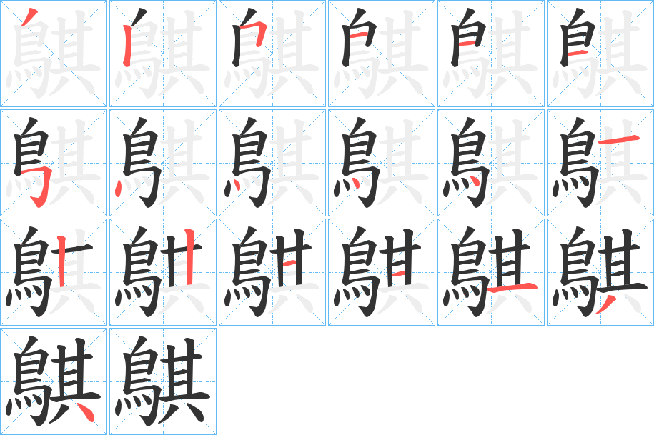 鶀字的笔顺分布演示