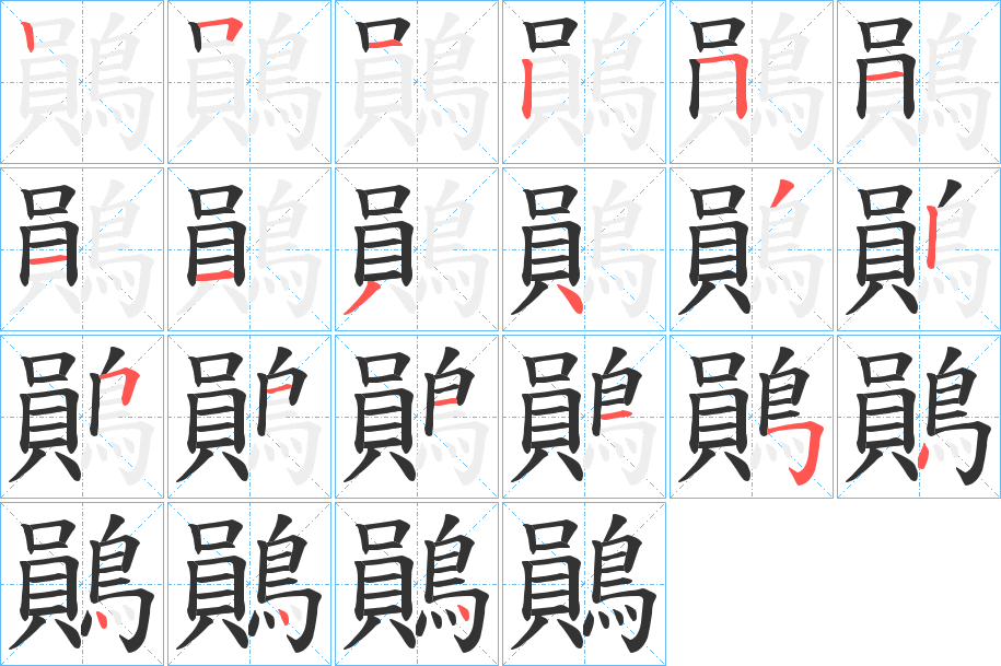 鶰字的笔顺分布演示