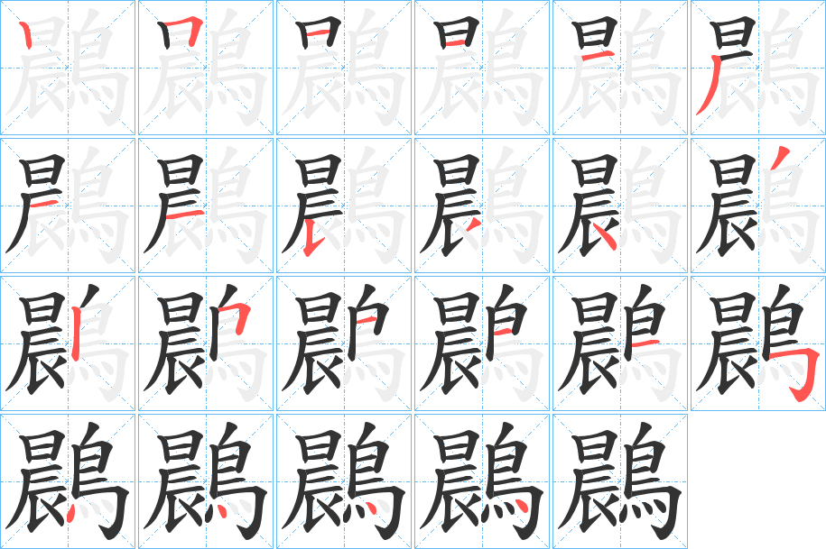 鷐字的笔顺分布演示