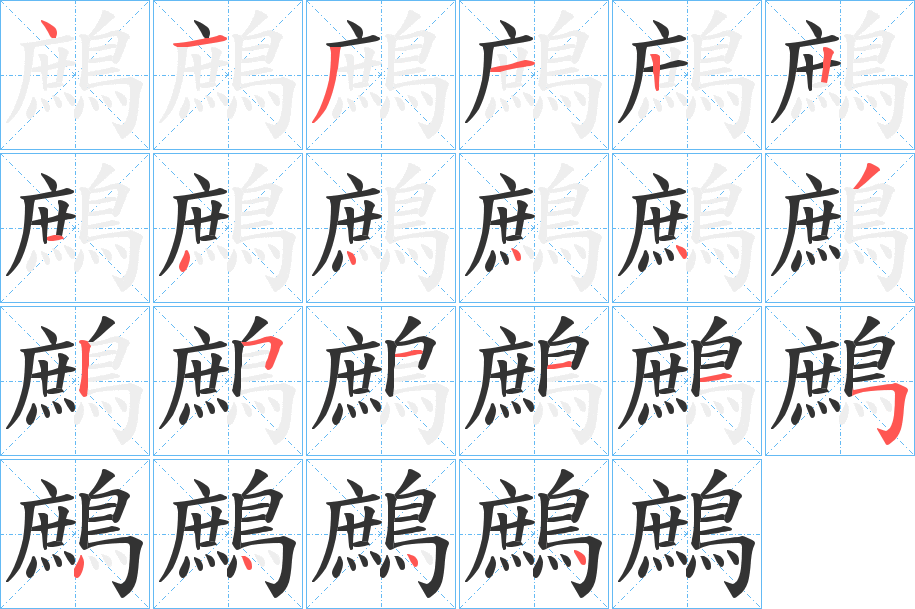 鷓字的笔顺分布演示