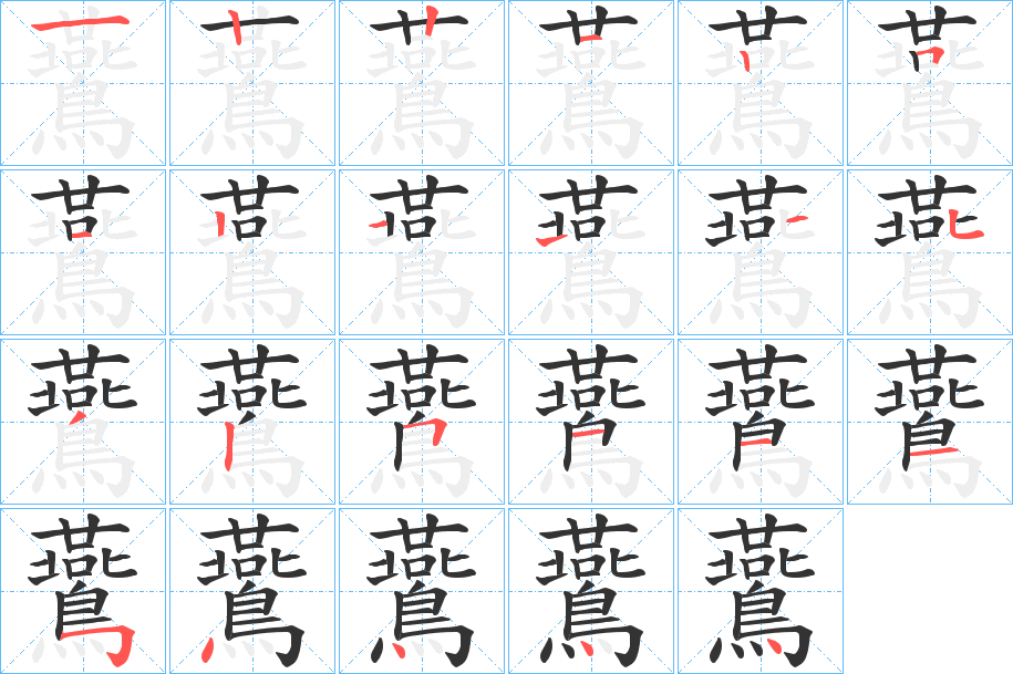 鷰字的笔顺分布演示