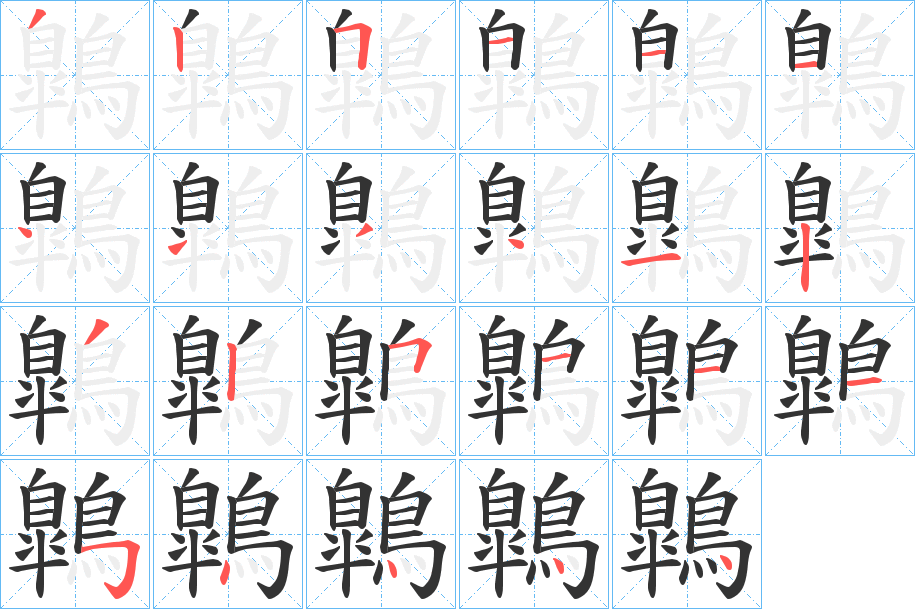 鷱字的笔顺分布演示