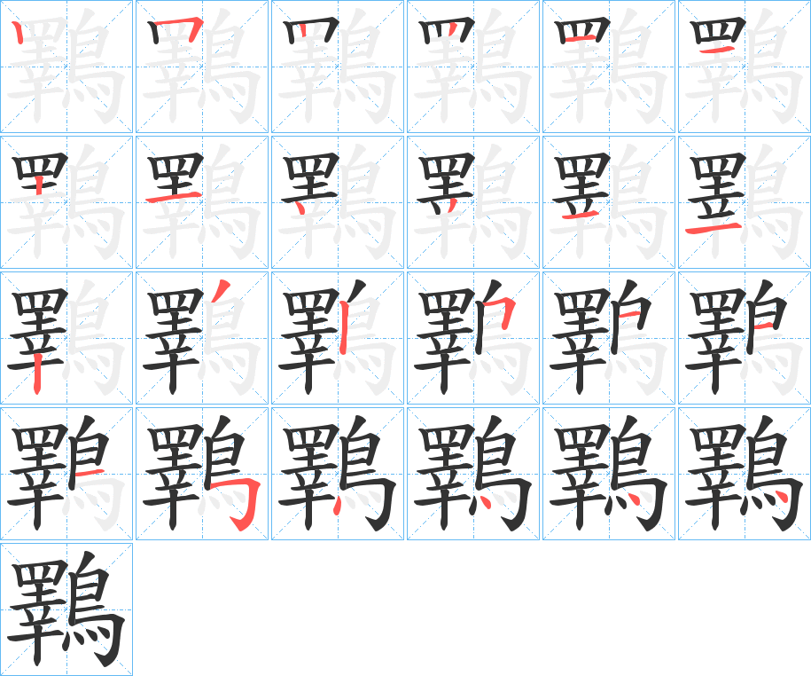 鸅字的笔顺分布演示