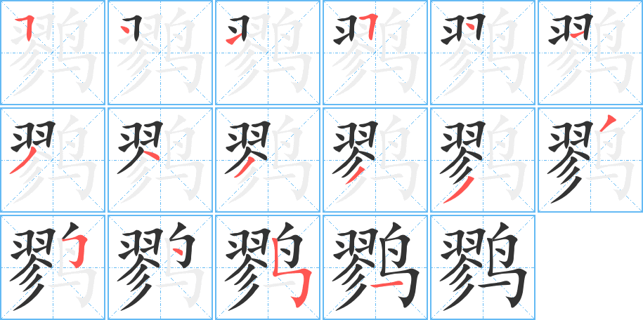 鹨字的笔顺分布演示