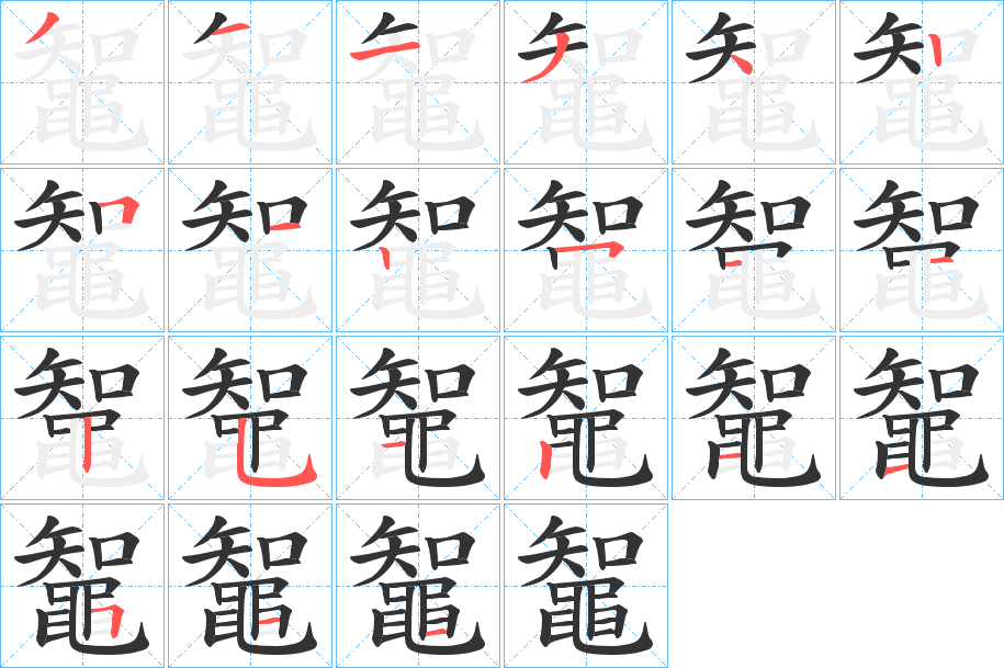 鼅字的笔顺分布演示